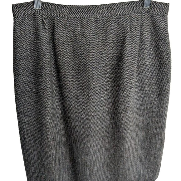 Plus Women Skirt Wool Blend Mid-Length Lined Slit Chevron Back Zipper Waist 32" - Picture 4 of 9